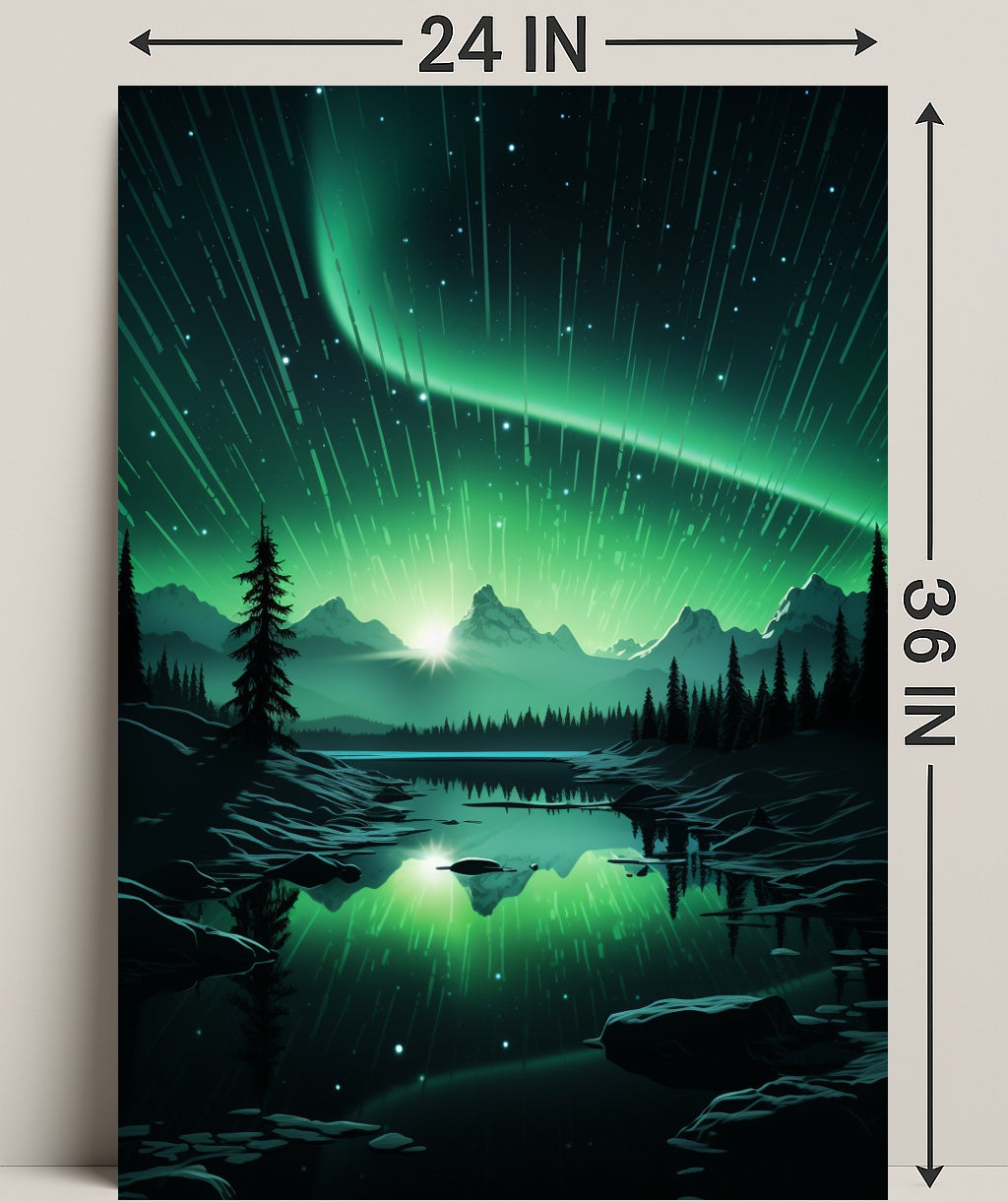 Aurora Over Tranquil Landscape Poster