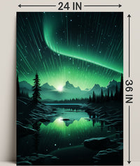 Aurora Over Tranquil Landscape Poster