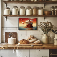 Whimsical Castle Fantasy Scene Surreal Art Poster