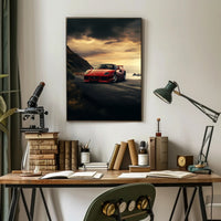 Sunset Drive Red Sports Car Poster