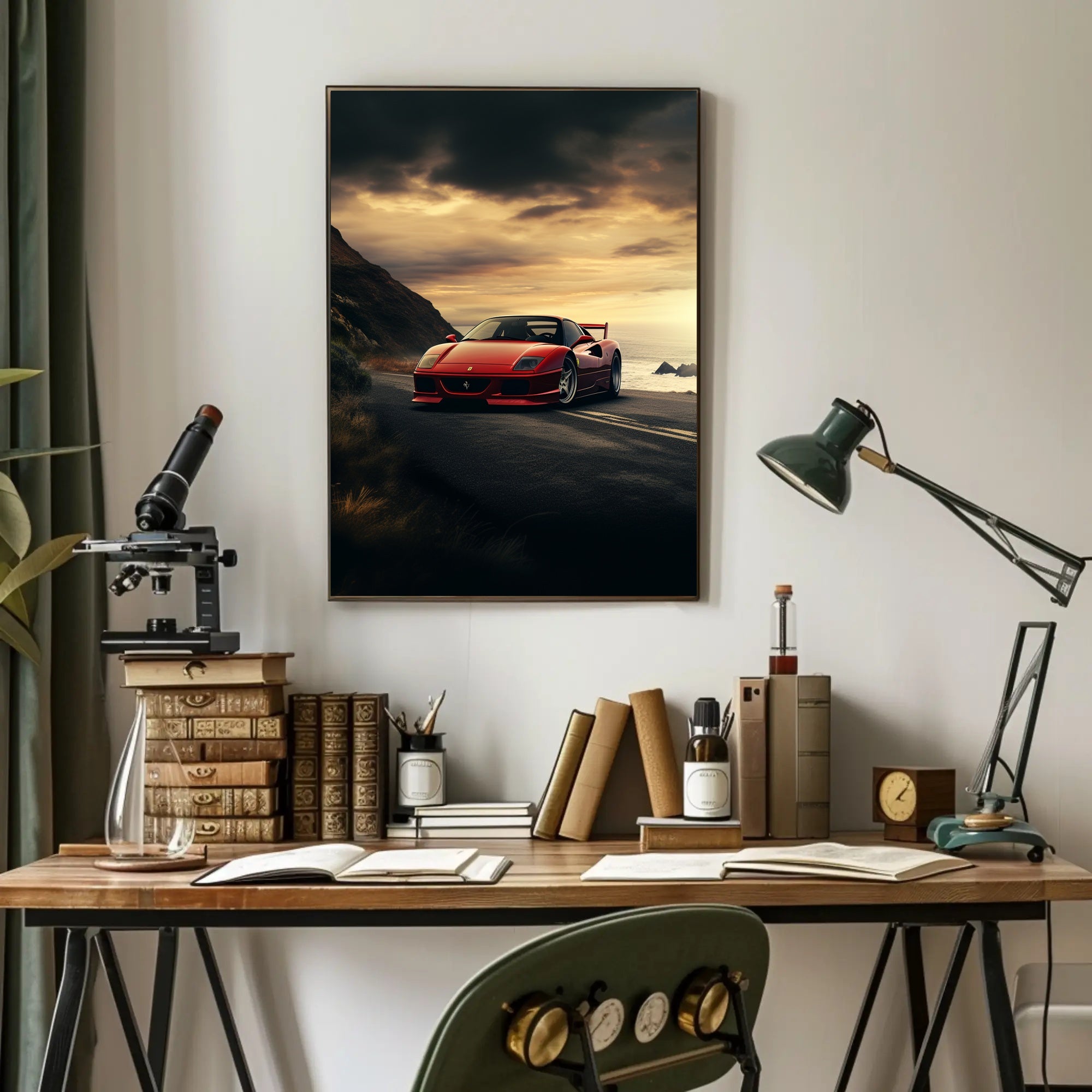 Sunset Drive Red Sports Car Poster