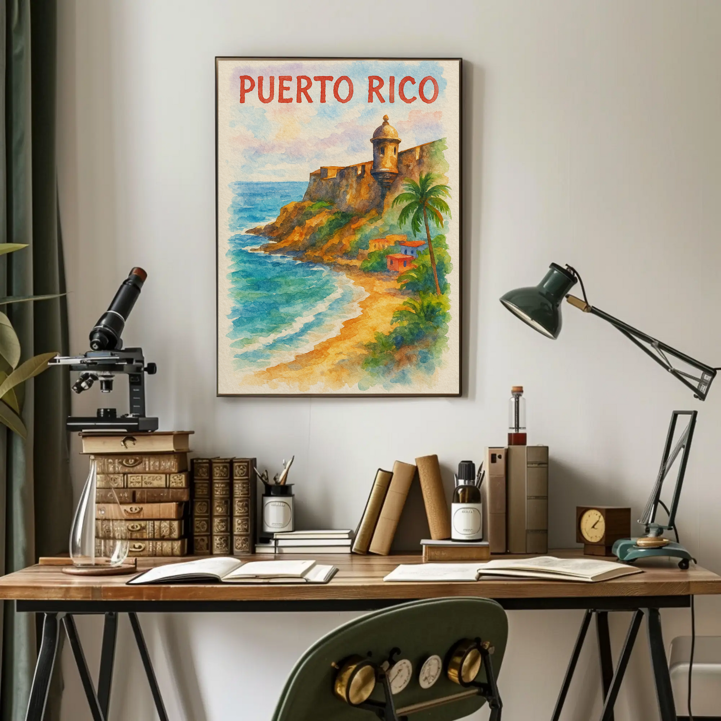 Puerto Rico Coastal Fort Travel Poster
