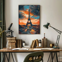 Eiffel Tower Abstract Art Poster: Vibrant Paris Scene