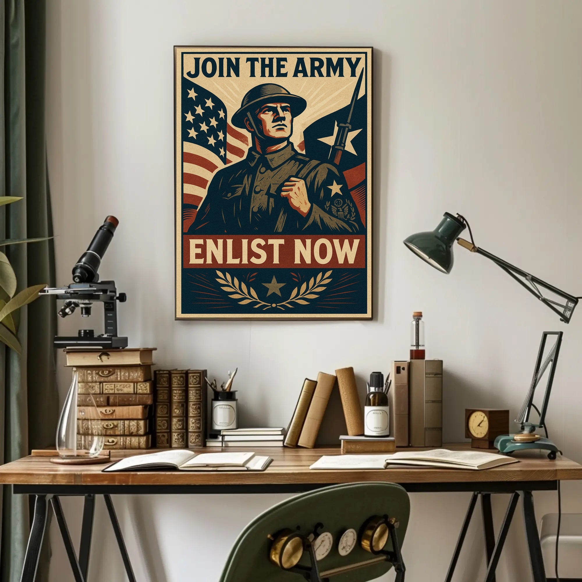Patriotic Soldier WWII Military Recruitment Propaganda Poster PosterGoat