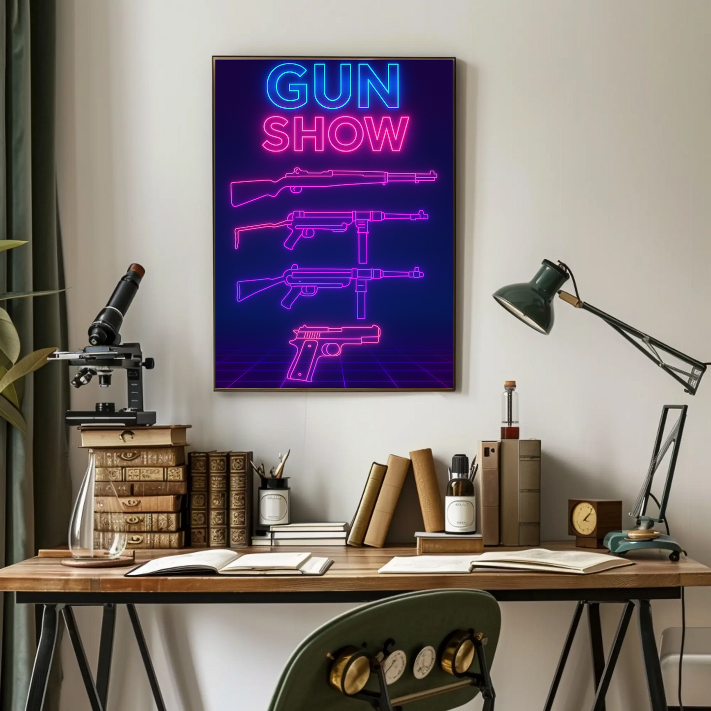 Gun Show Neon Firearm Poster