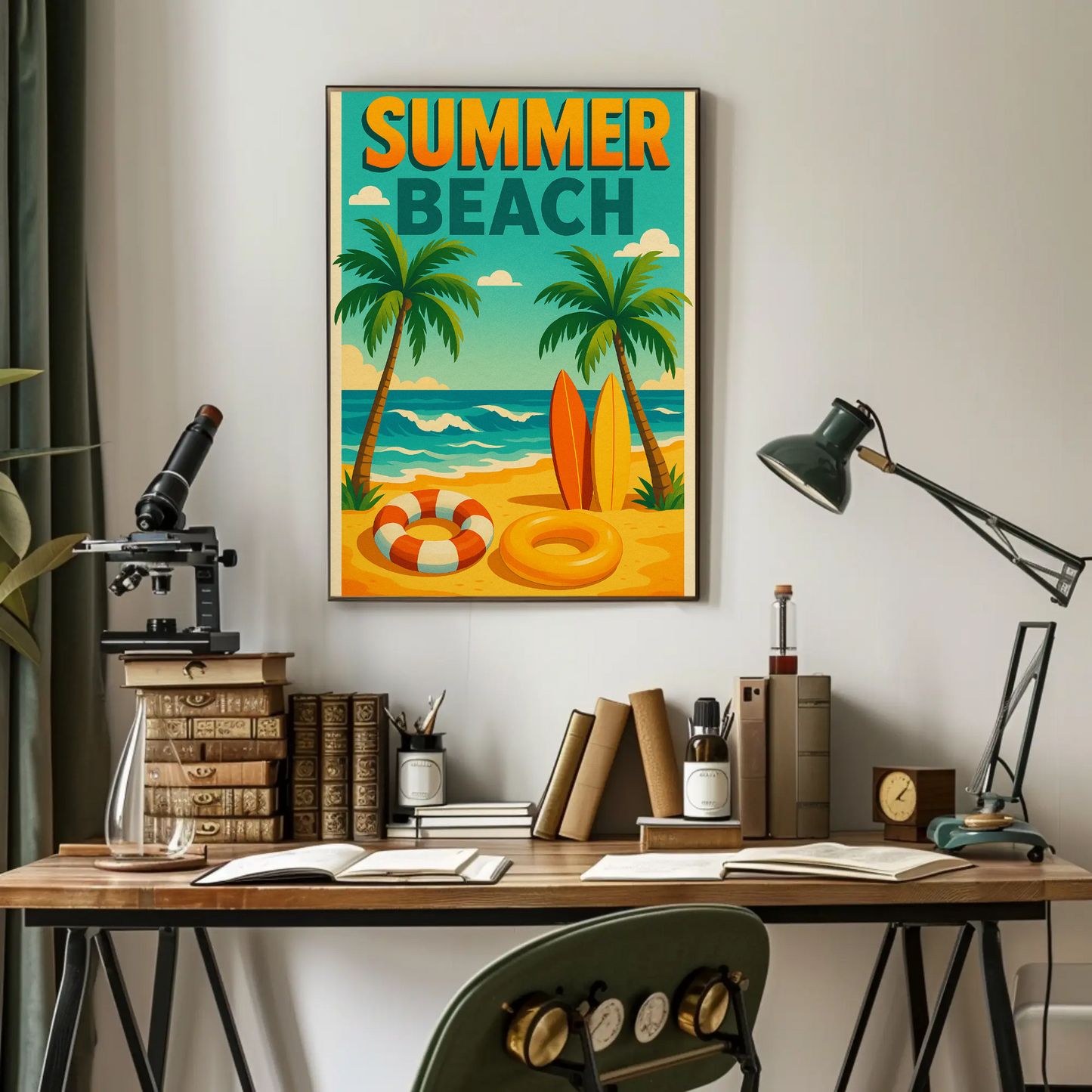 Summer Beach Palm Trees Travel Poster