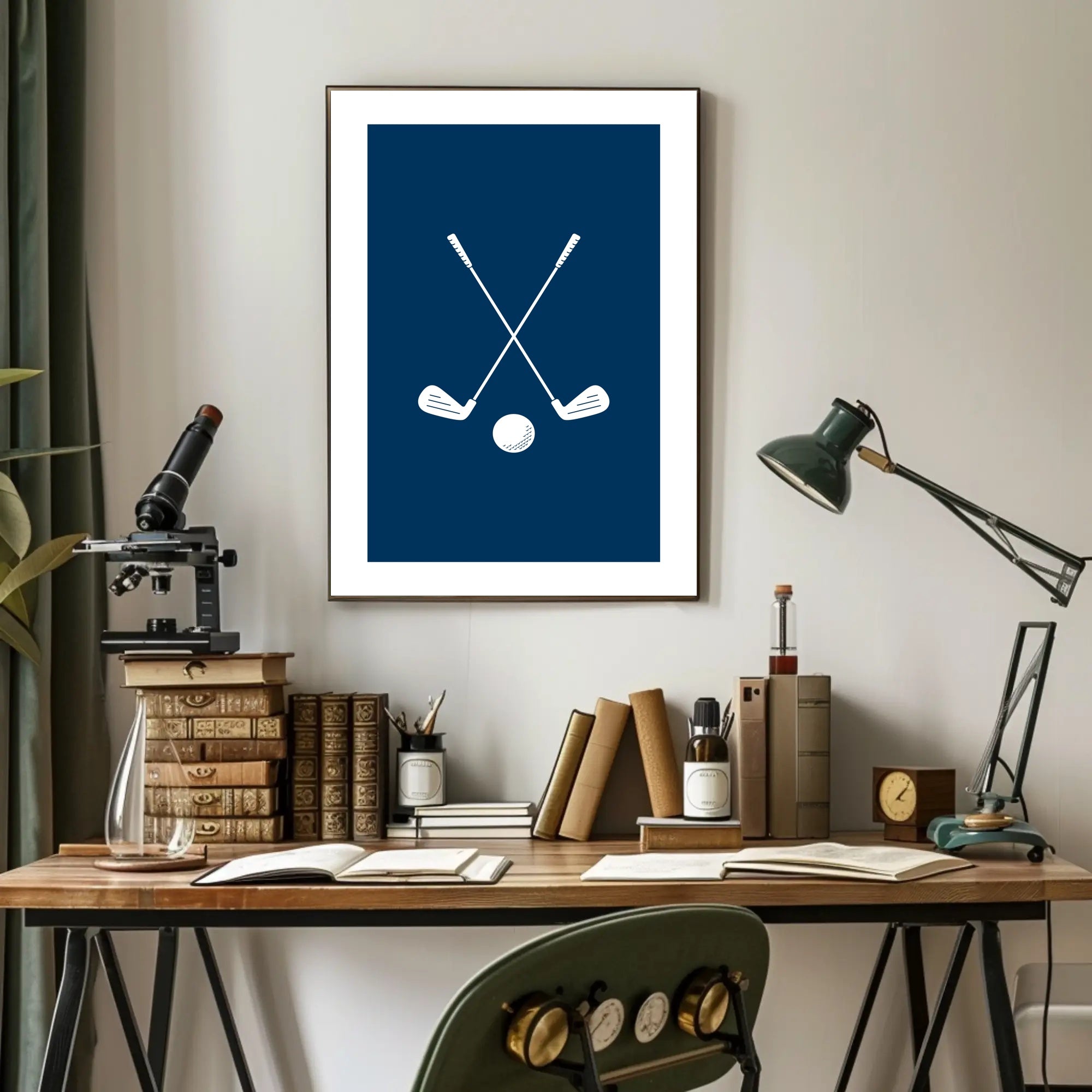 Elegant Golf Club Duo: Minimalist Sports Poster