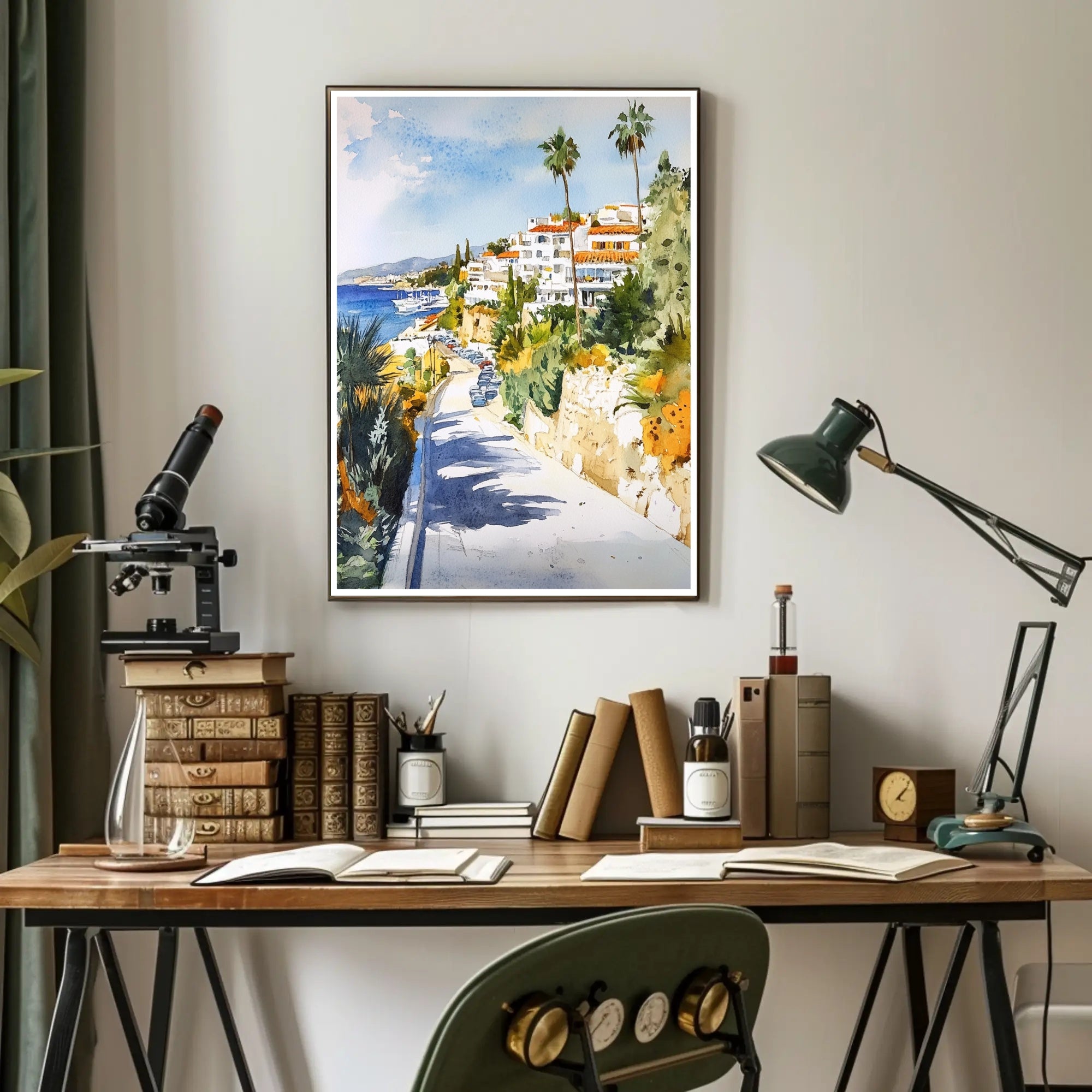 Coastal Mediterranean Scene Poster PosterGoat