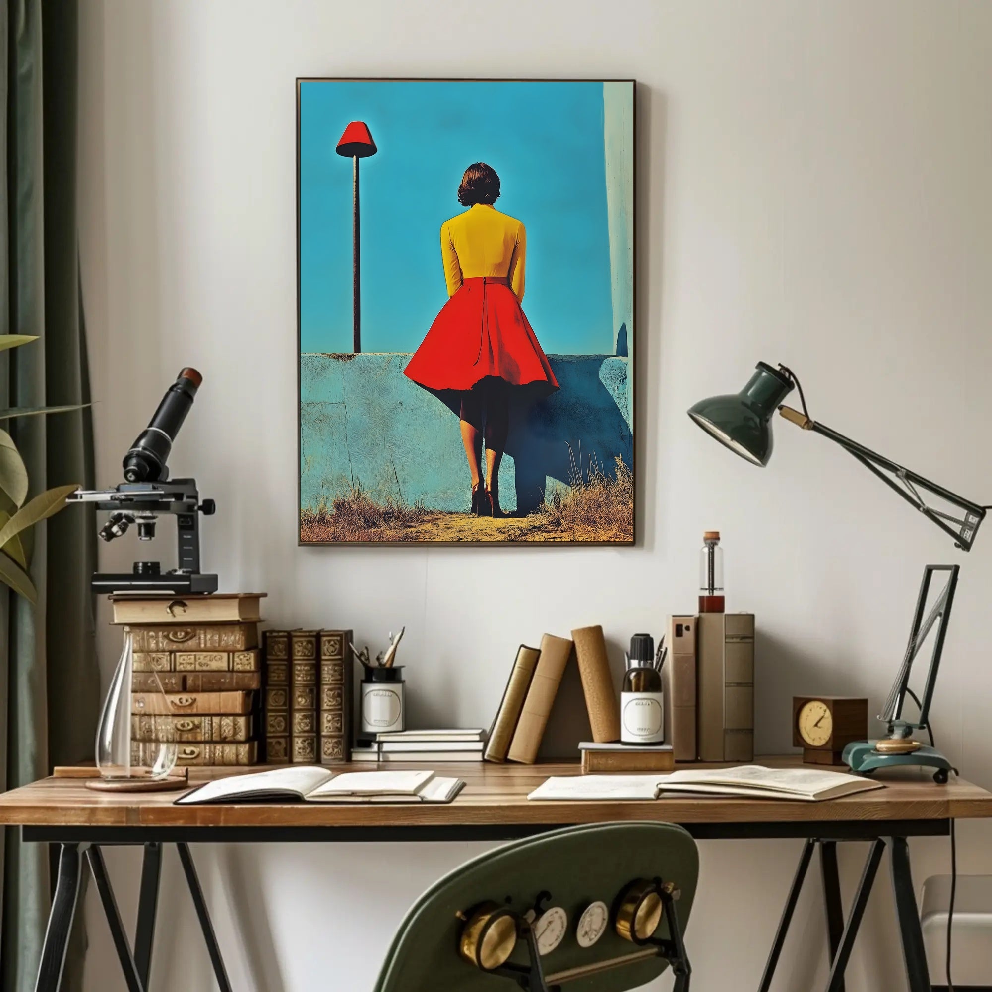 Red Lamp Poster Retro Wall Art Print Home Decor