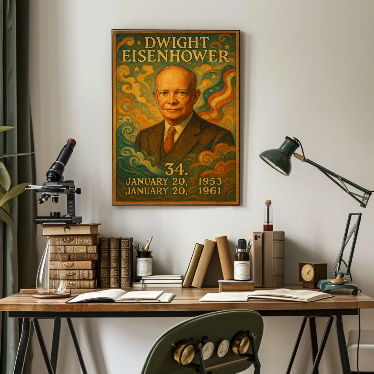 Dwight Eisenhower Patriotic Leadership Retro Vintage Poster