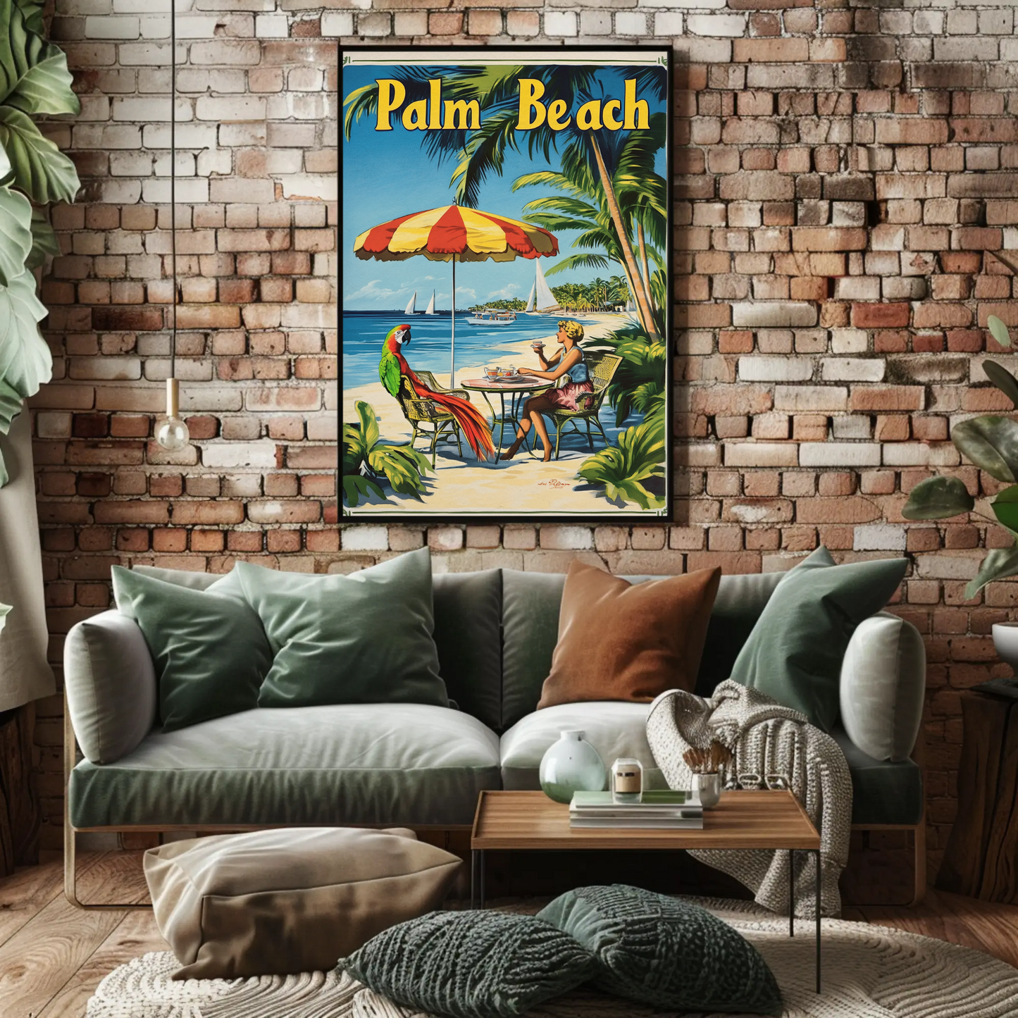 Palm Beach Vintage Poster Cafe Scene