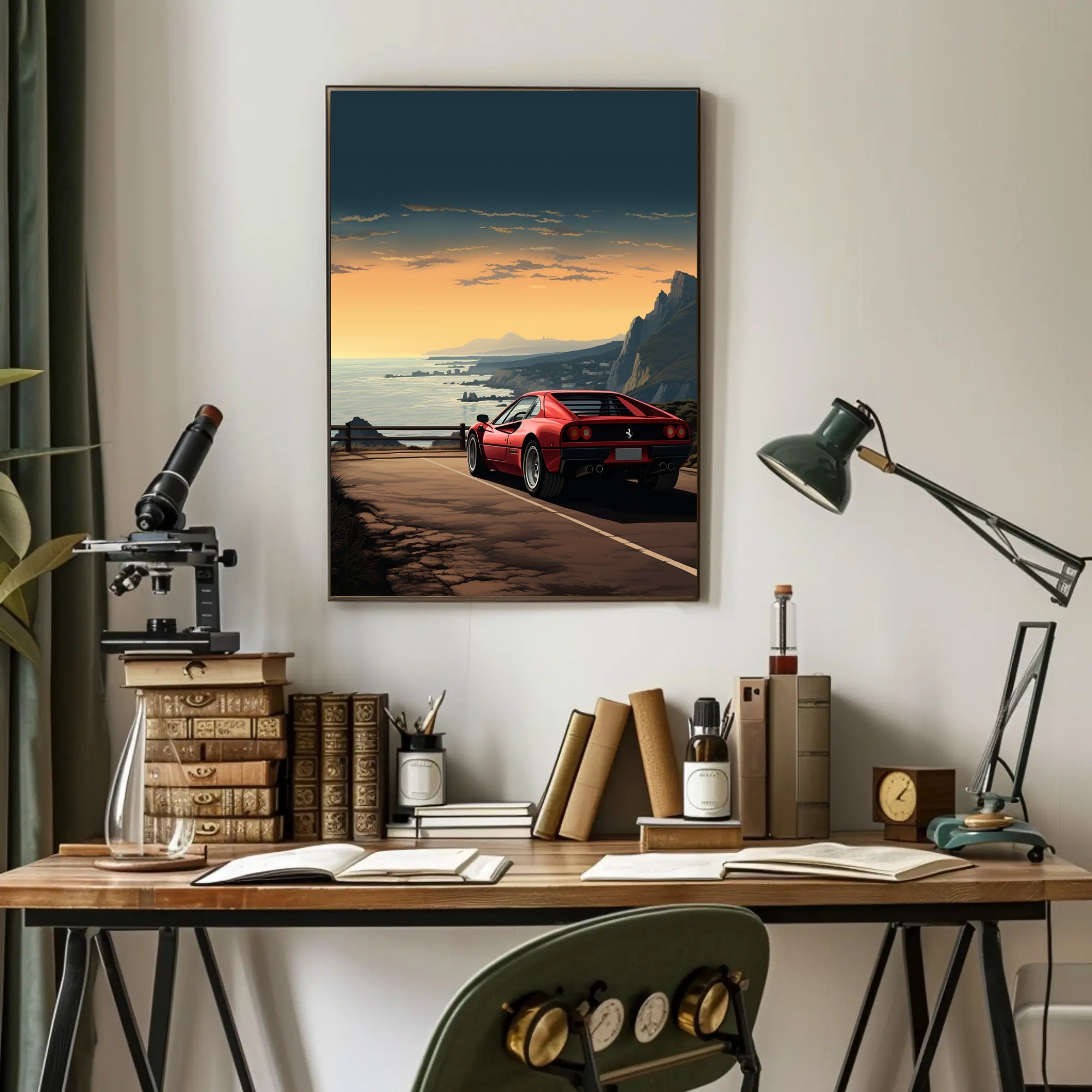 Sunset Drive Along the Coast Poster PosterGoat