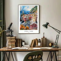 Colorful Cinque Terre Watercolor Art Travel Poster PosterGoat
