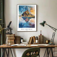Mont Saint-Michel Painting: Vivid Watercolor Travel Poster PosterGoat