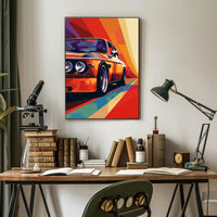 Classic Car Pop Art Poster in Vibrant Illustration PosterGoat