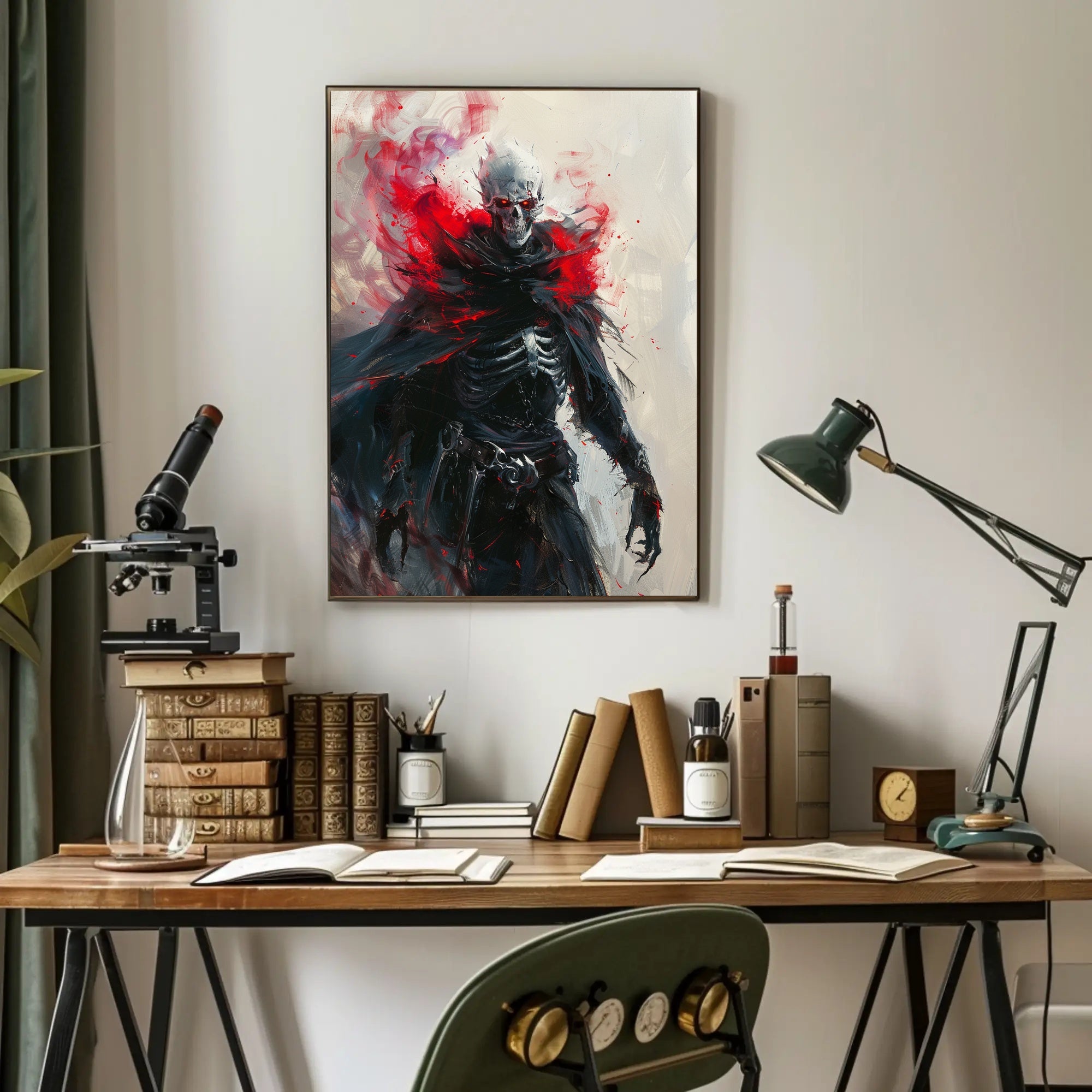 Ethereal Skeleton Warrior Dark Fantasy Art Poster PosterGoat