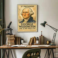 George Washington 1st President of the United States Exaggerated Cartoon Sketch Poster