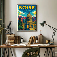 Boise, Idaho Vibrant Cityscape Poster