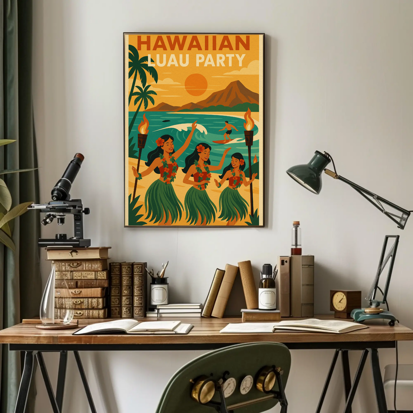 Hawaiian Luau Party Beach Dancers Poster Poster