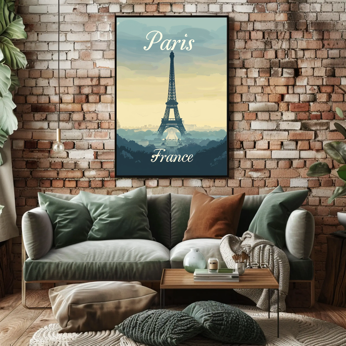 Paris, France - Eiffel Tower Vintage Style Poster