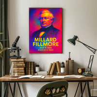 Millard Fillmore 13th President of the United States Neon Gradient Overlay Poster