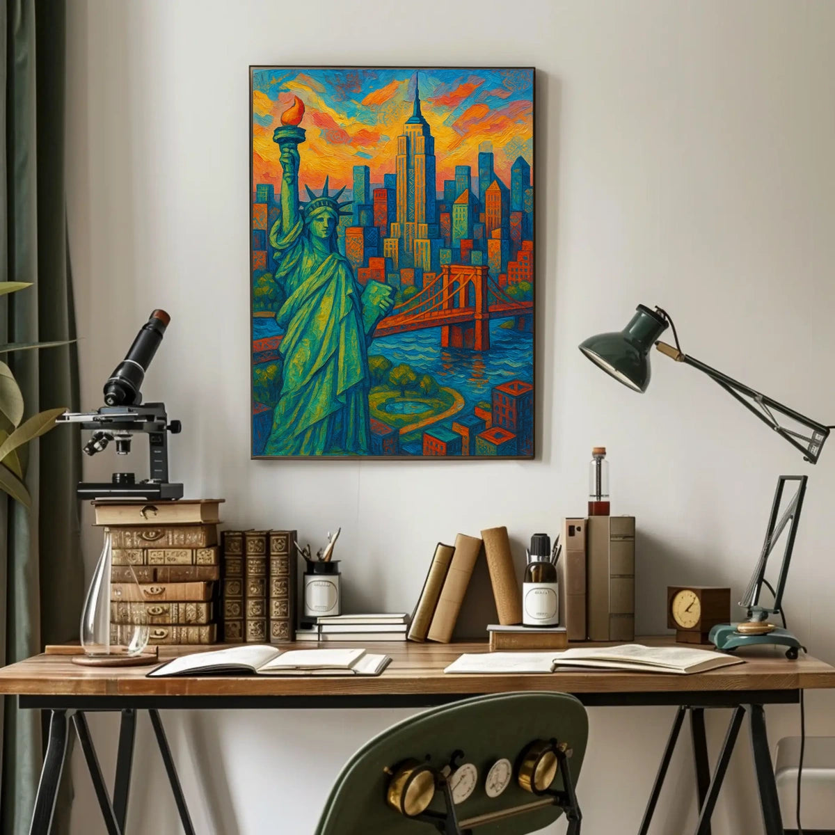 New York City Skyline Poster Impressionistic Wall Art