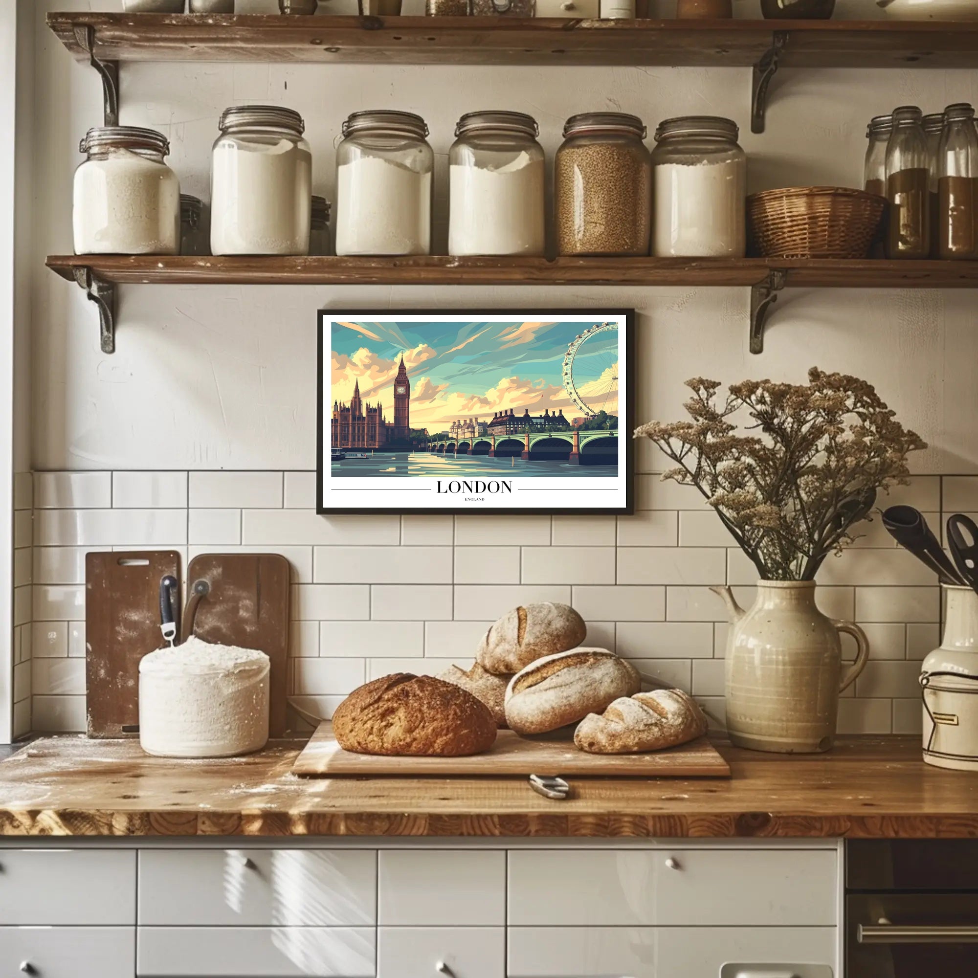 London's Iconic Landmarks Explored in Urban Cityscape Poster