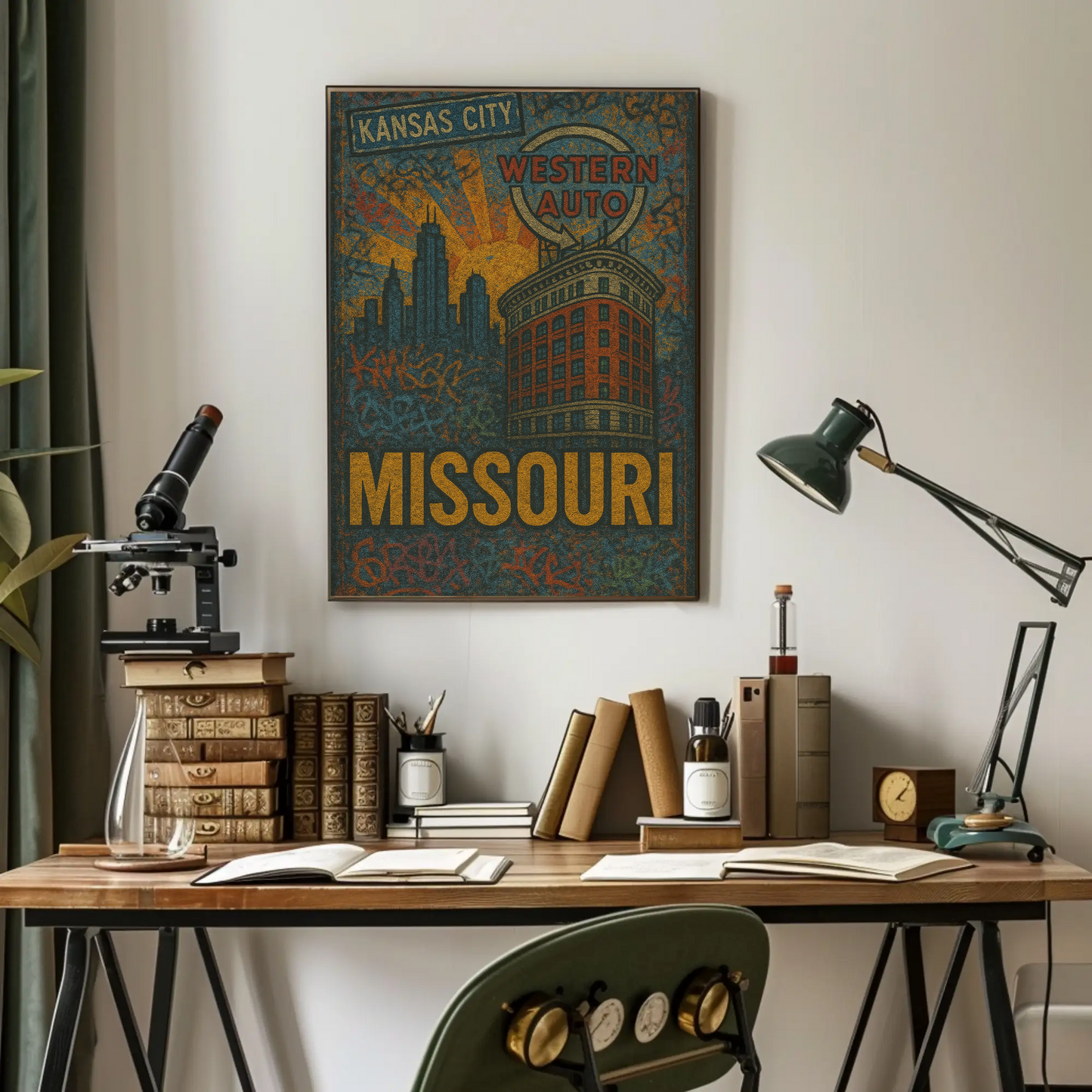 Kansas City Missouri Western Auto Urban Grunge Travel Poster