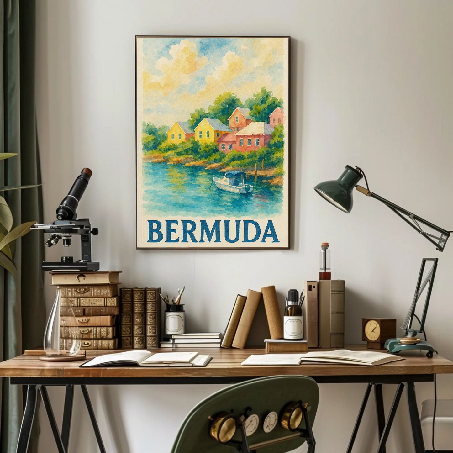 Bermuda Coastal Village Travel Poster