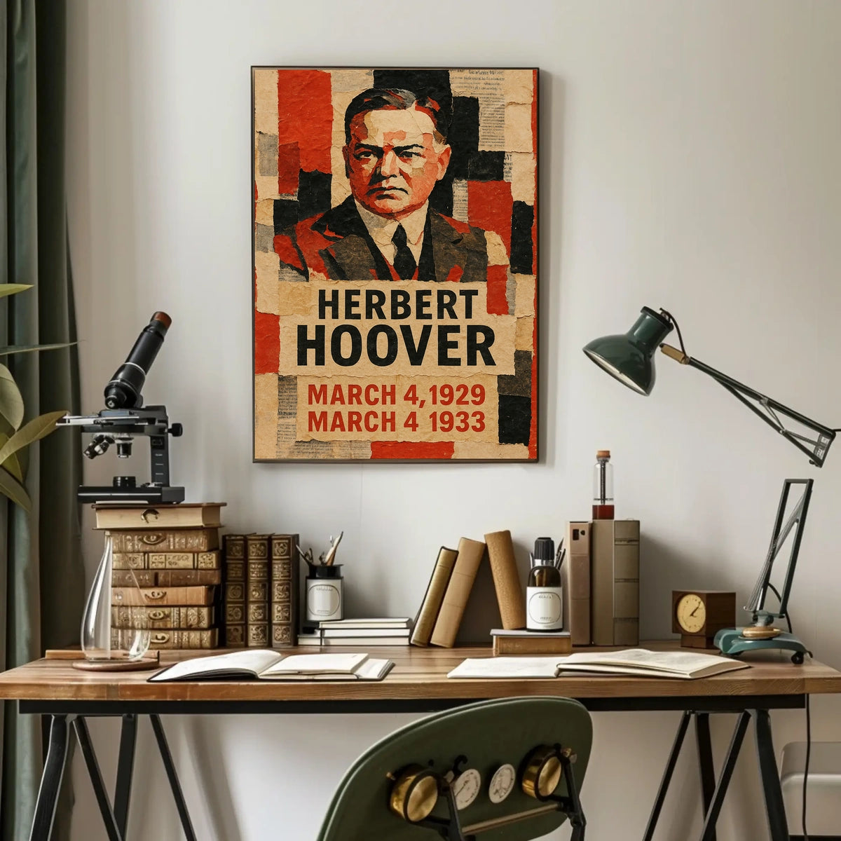 Herbert Hoover 31st President of the United States Layered paper Collage Poster
