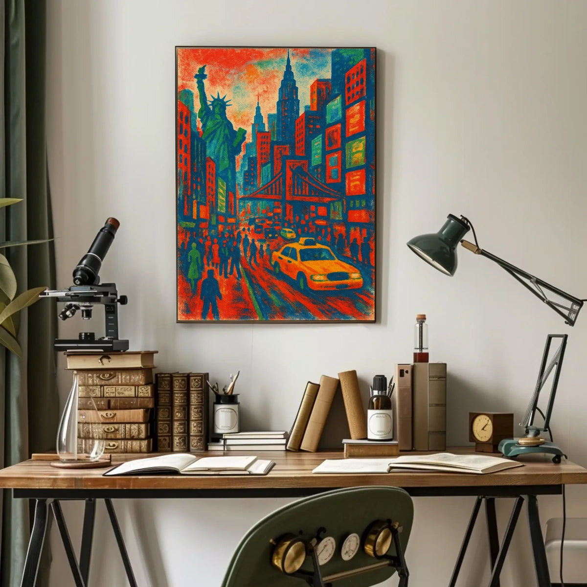 New York City Skyline Vibrant Poster Abstract Wall Art