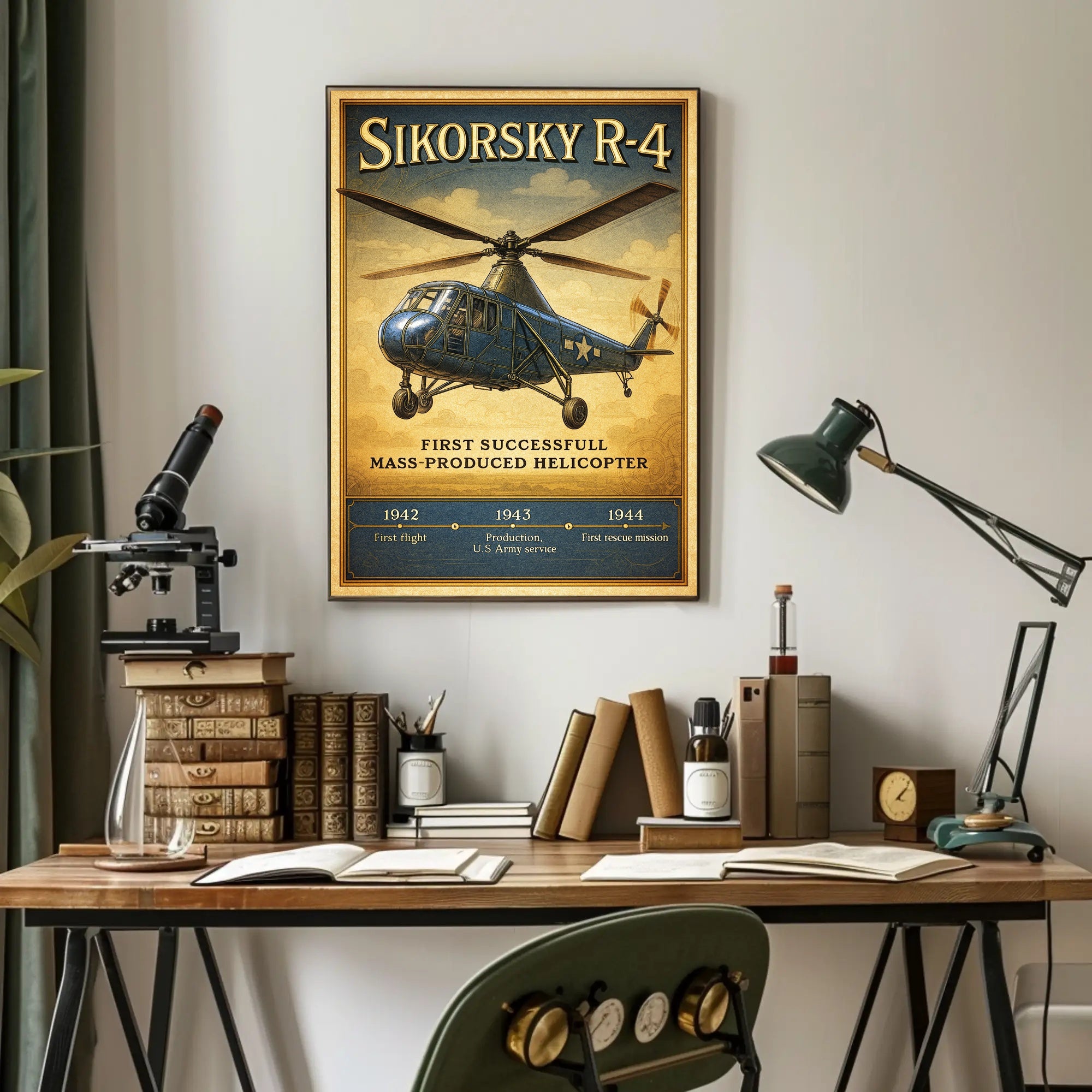 Sikorsky R-4 First Successful Mass-Produced Helicopter Poster