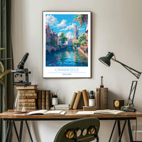 Cambridge Charm: Idyllic Canal Cityscape Travel Poster