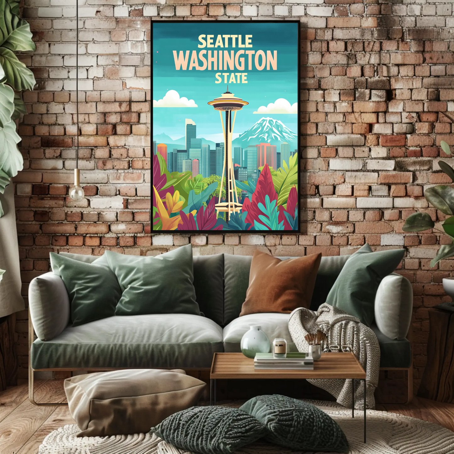 Seattle Washington State Vintage Style Poster