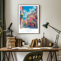 Colorful Streets of Girona Poster