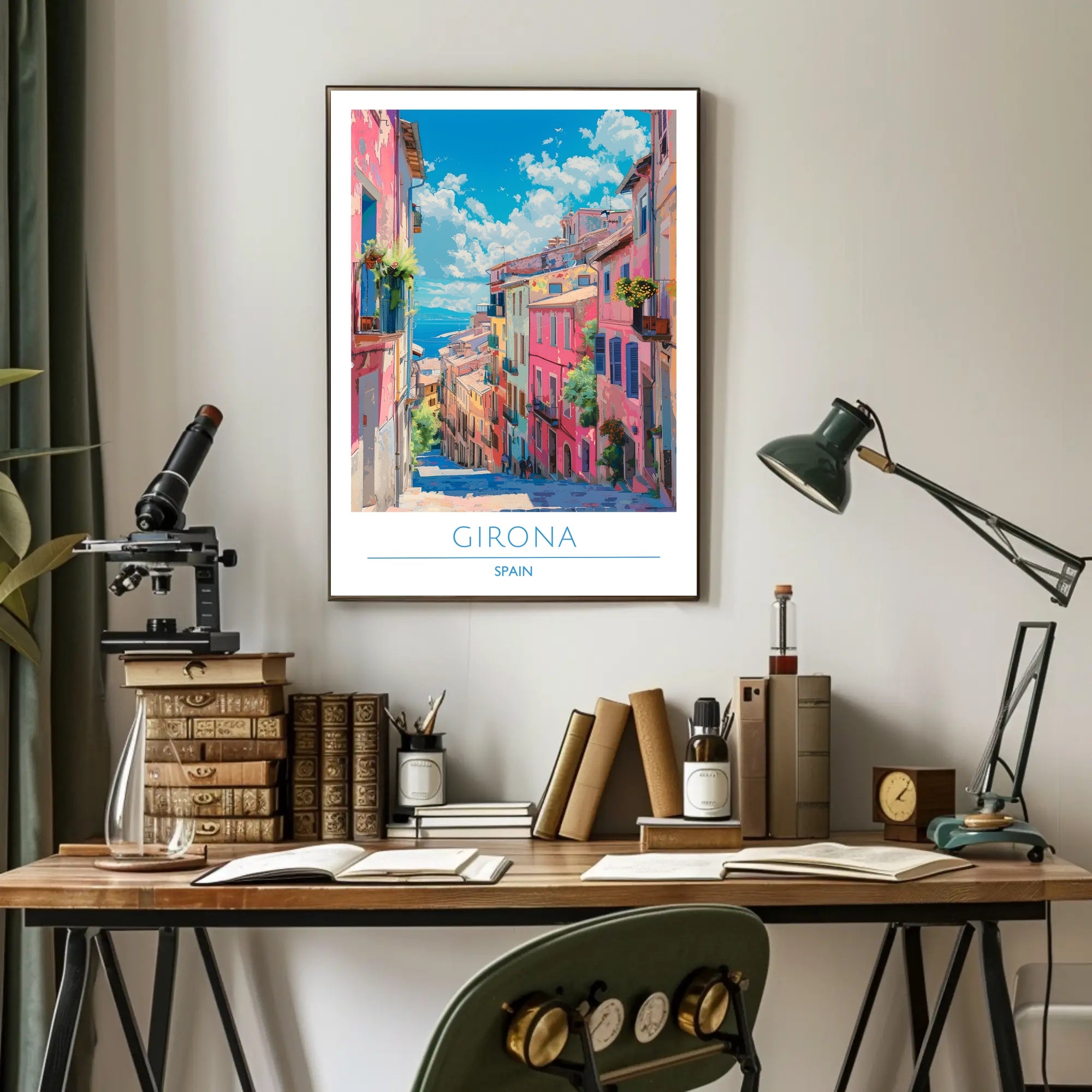 Colorful Streets of Girona Poster