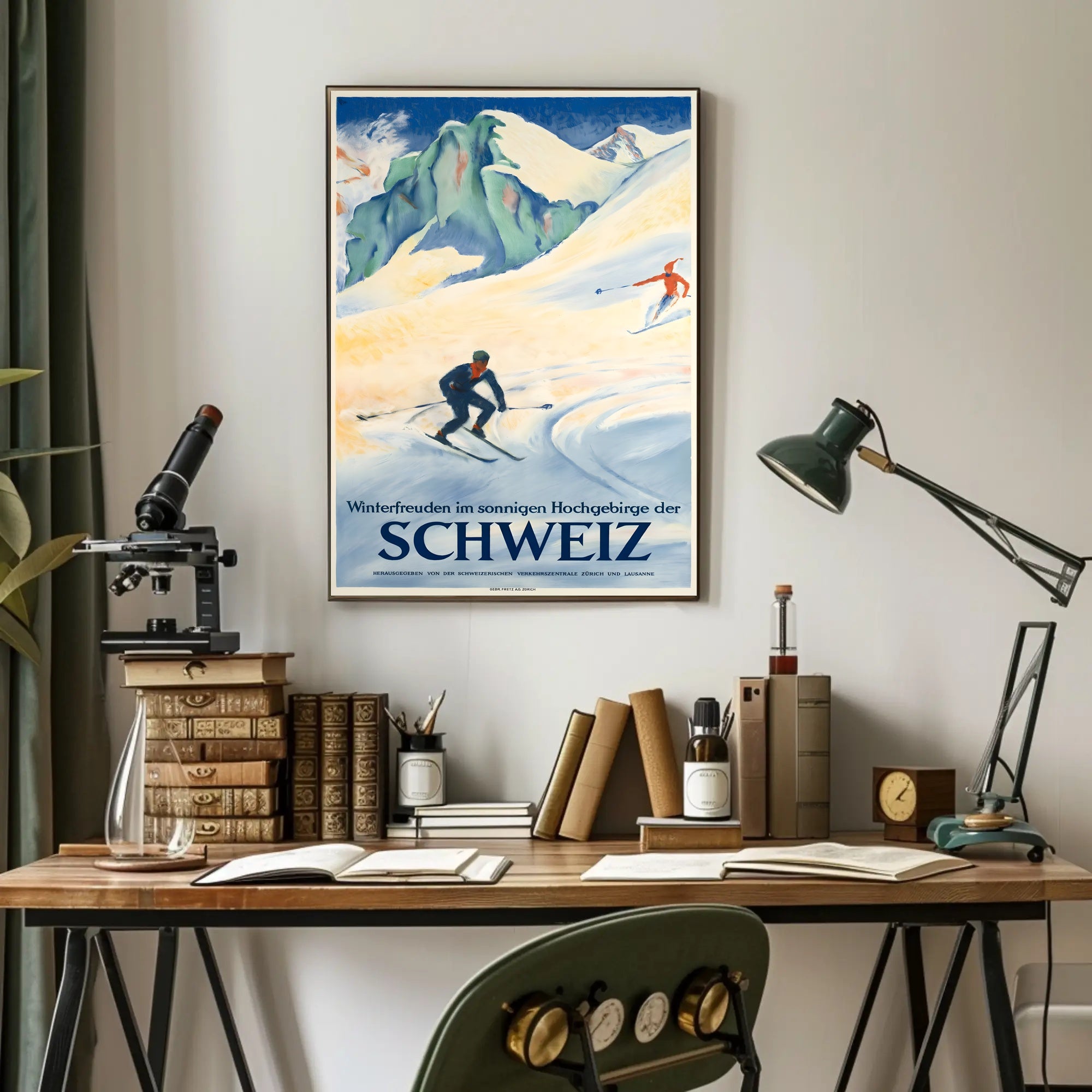 Swiss Alps Vintage Ski Adventure Travel Poster PosterGoat