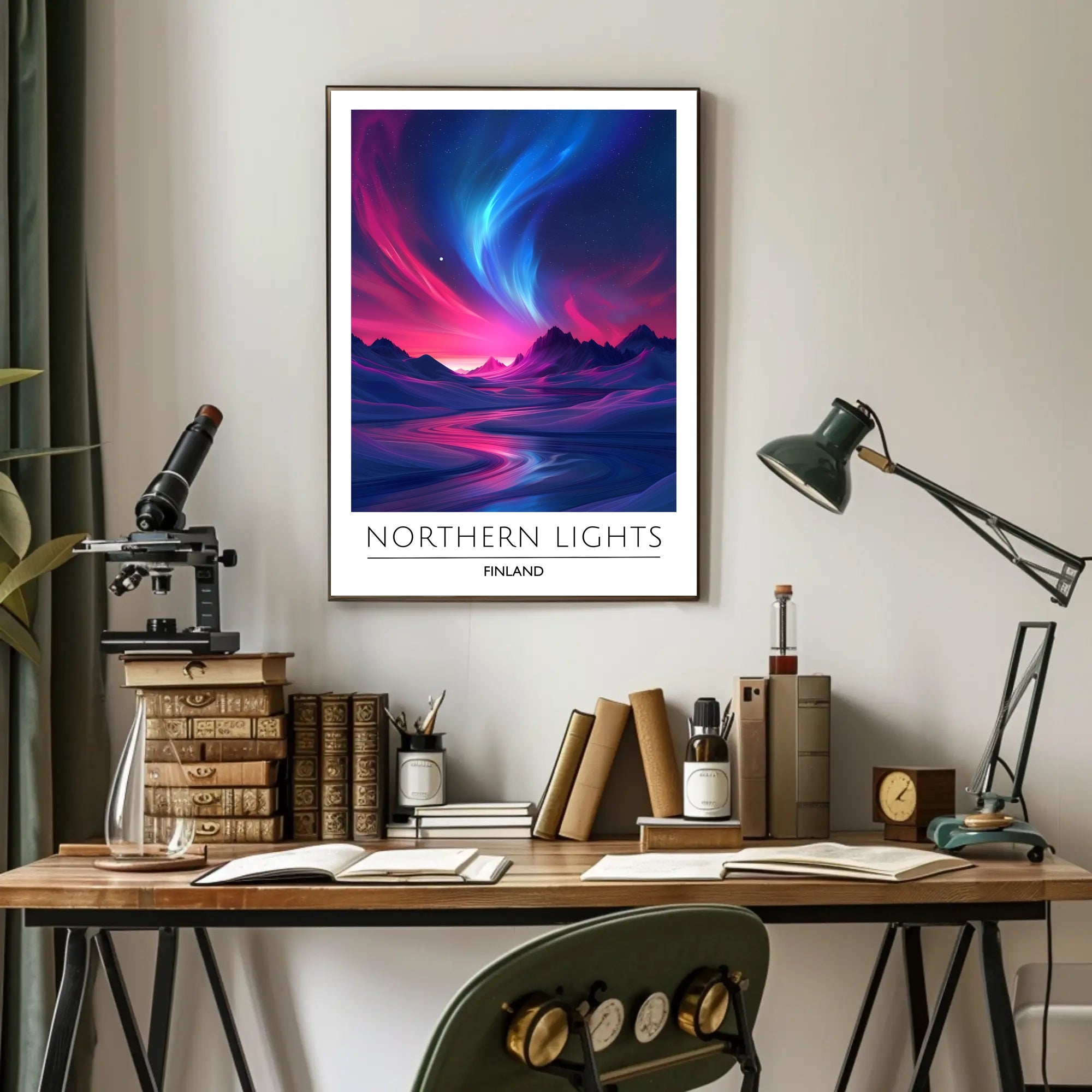 Northern Lights Finland Travel Poster