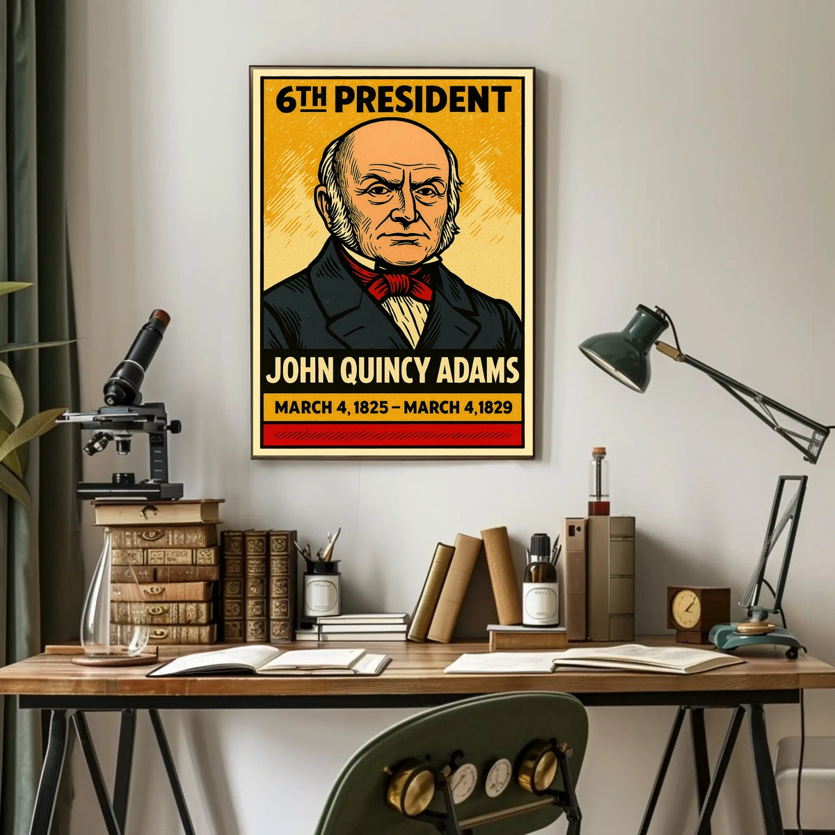 John Quincy Adams 6th President of the United States Inked Comic Style Poster