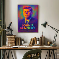 John F. Kennedy 35th President of the United States Neon Gradient Overlay Poster