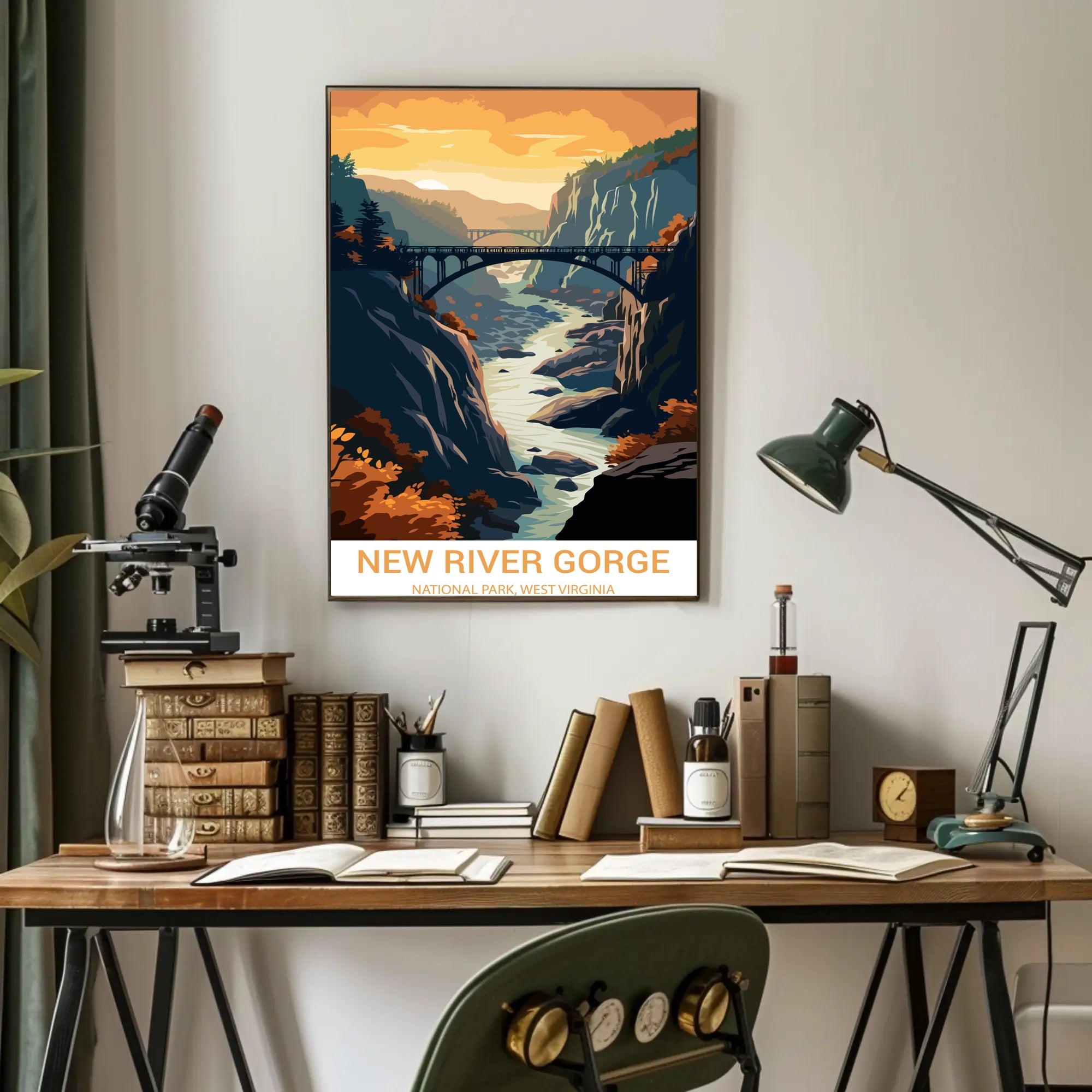 New River Gorge in Autumn Vintage National Park Poster