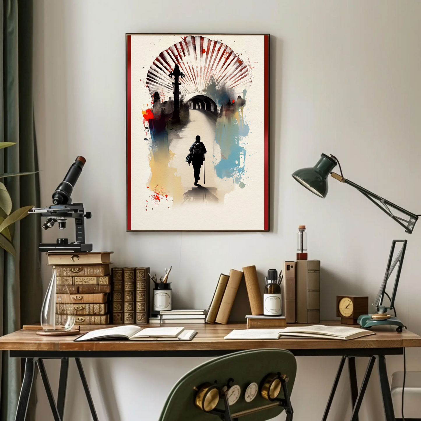 Pilgrim Shell Road Camino De Santiago Travel Poster