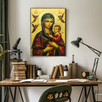 Virgin Mary and Baby Jesus with Angels Poster