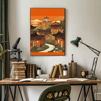 Tranquil Village at Sunset Poster