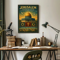 Jerusalem Peaceful Harmony Vintage Cultural or Heritage Poster