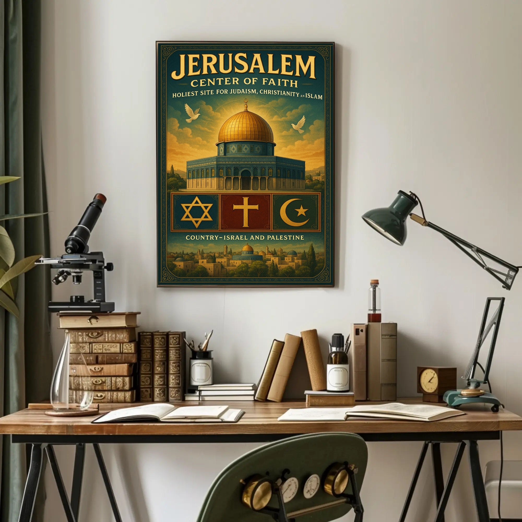 Jerusalem Peaceful Harmony Vintage Cultural or Heritage Poster