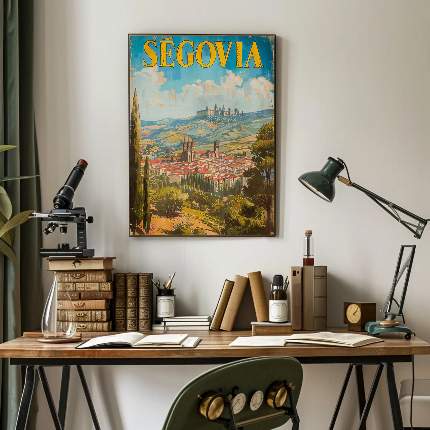 Segovia Historic Hillside Castle Town Travel Poster