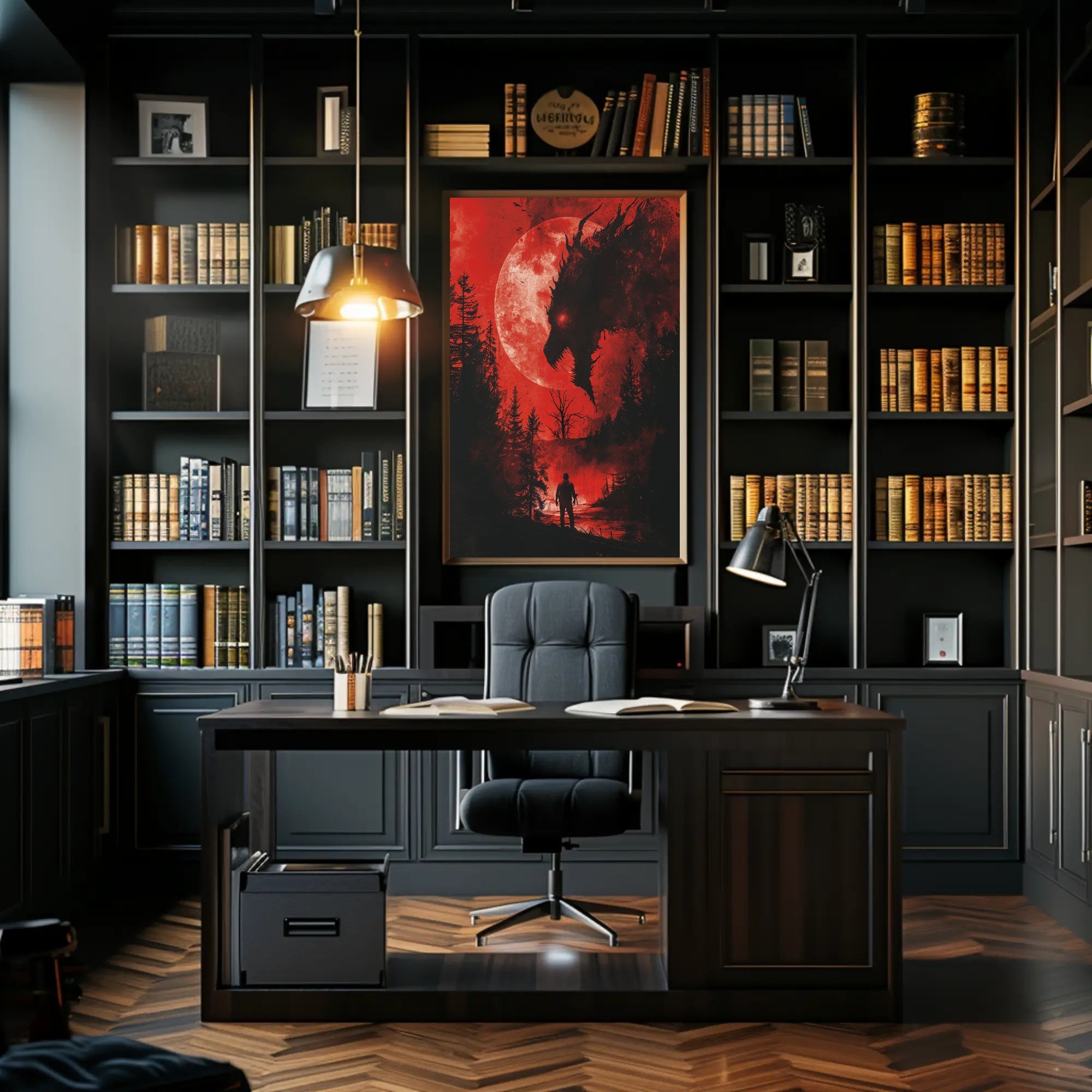 Mystical Egyptian Crow Art Poster with Geometric Patterns PosterGoat