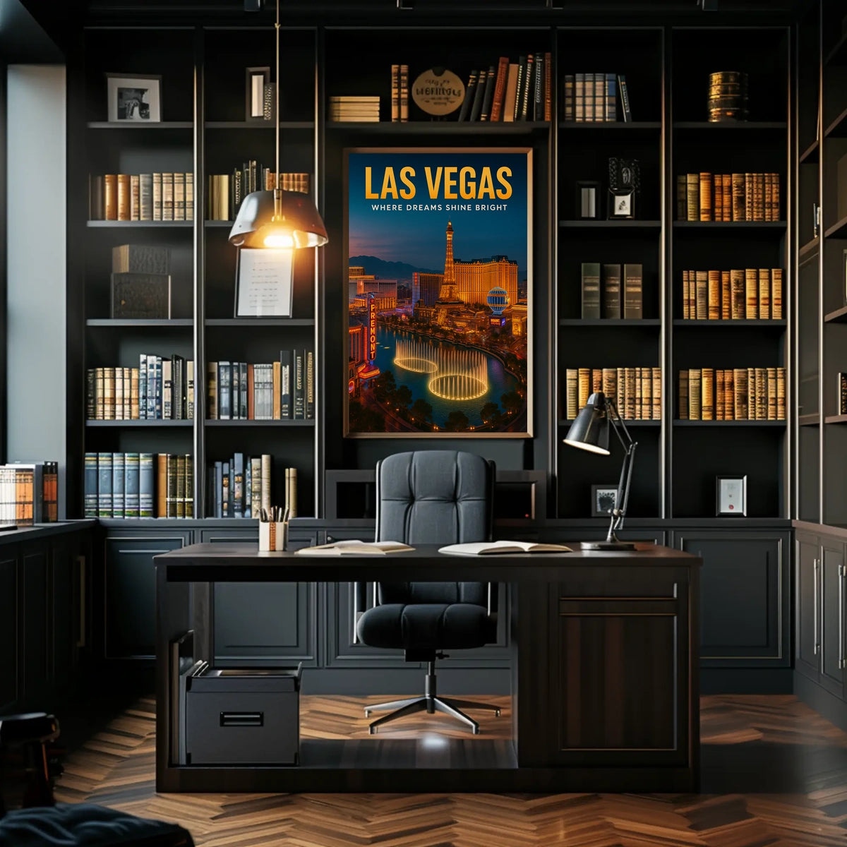 Las Vegas Neon Skyline Poster For Living Room Decor