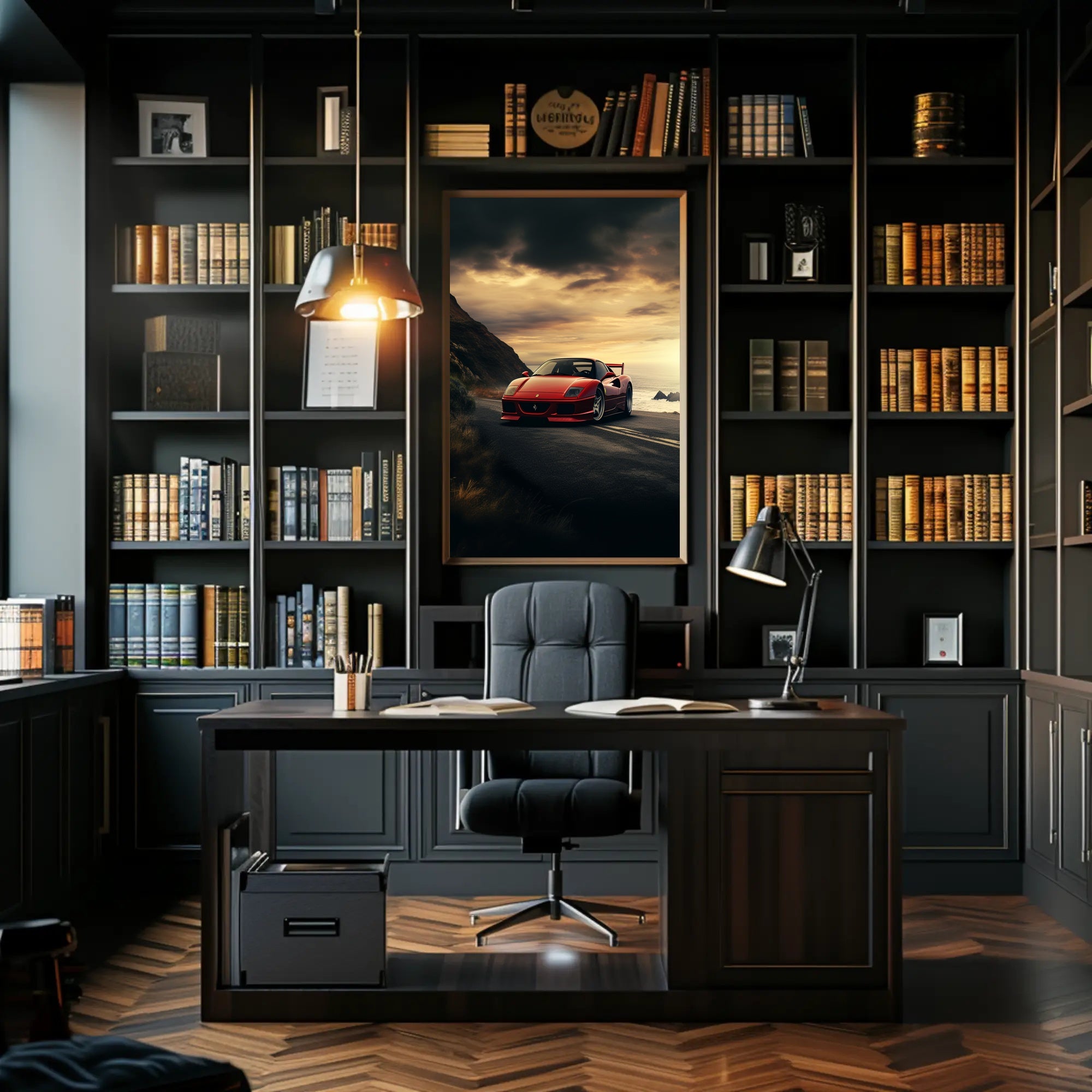 Sunset Drive Red Sports Car Poster